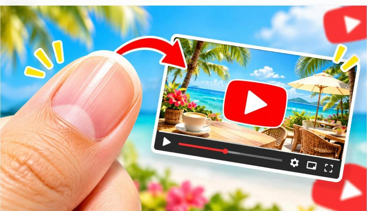 親指の爪とYouTubeの動画サムネイルを組み合わせたイメージ画像